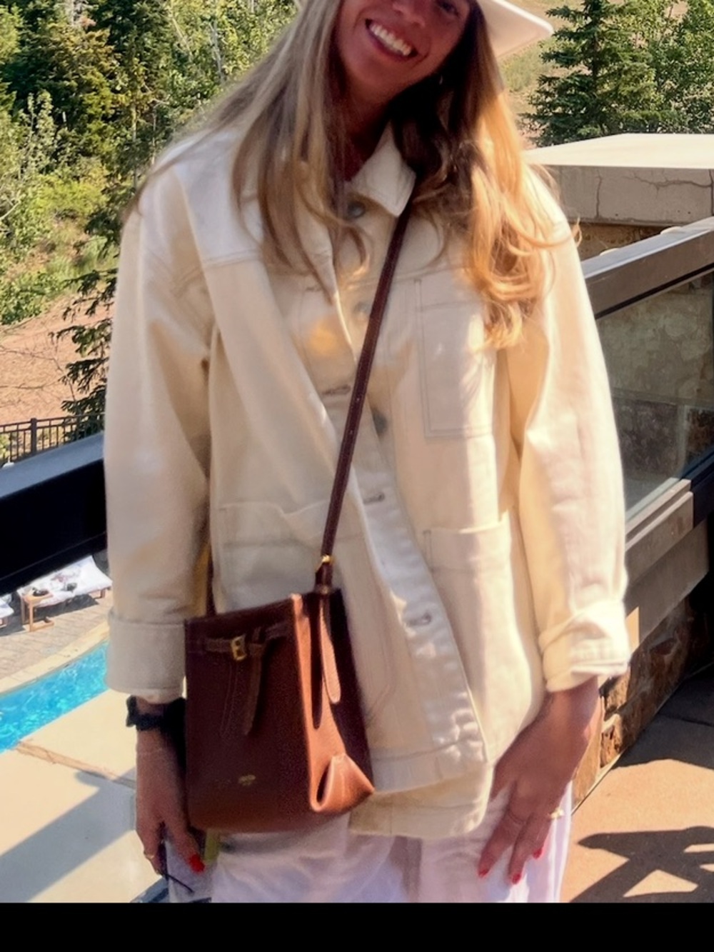 Women’s Cream Oversized Jean Jacket with Button Front
